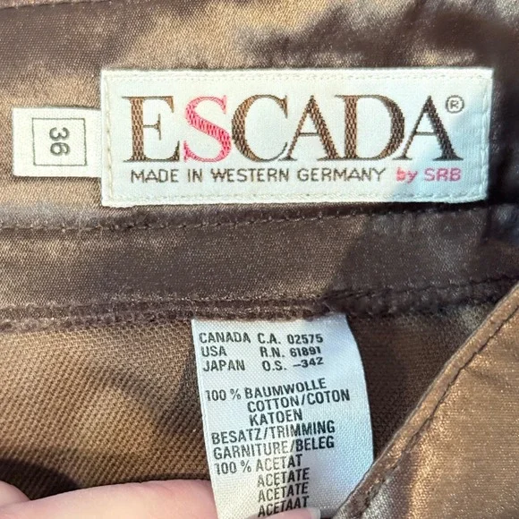 Vintage 1980s Escada by SRB Velvet Trousers Satin Trim (Made in Western Germany) - Picture 4 of 13